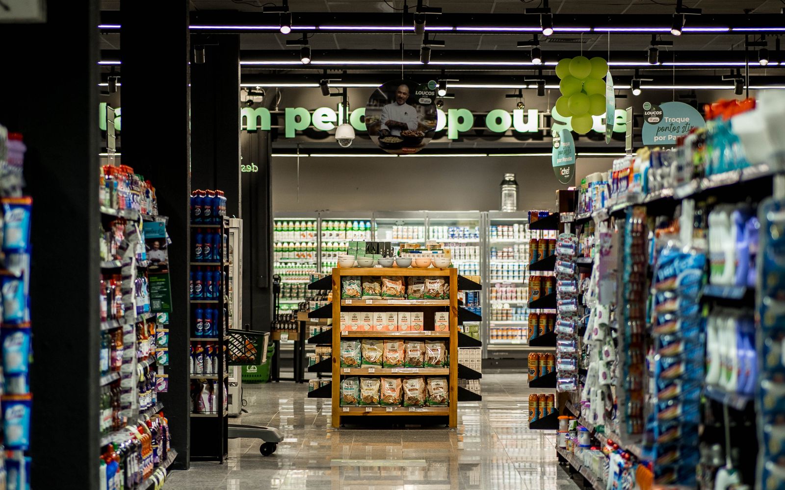 Empty stocked aisles in a retail store