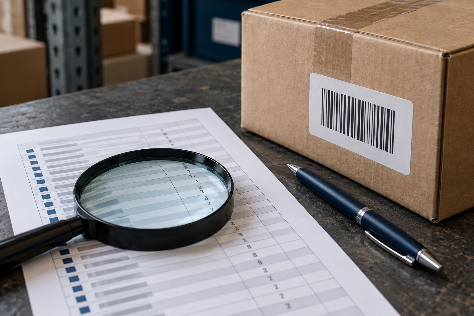 Illustrative physical stock verification sheet and carton